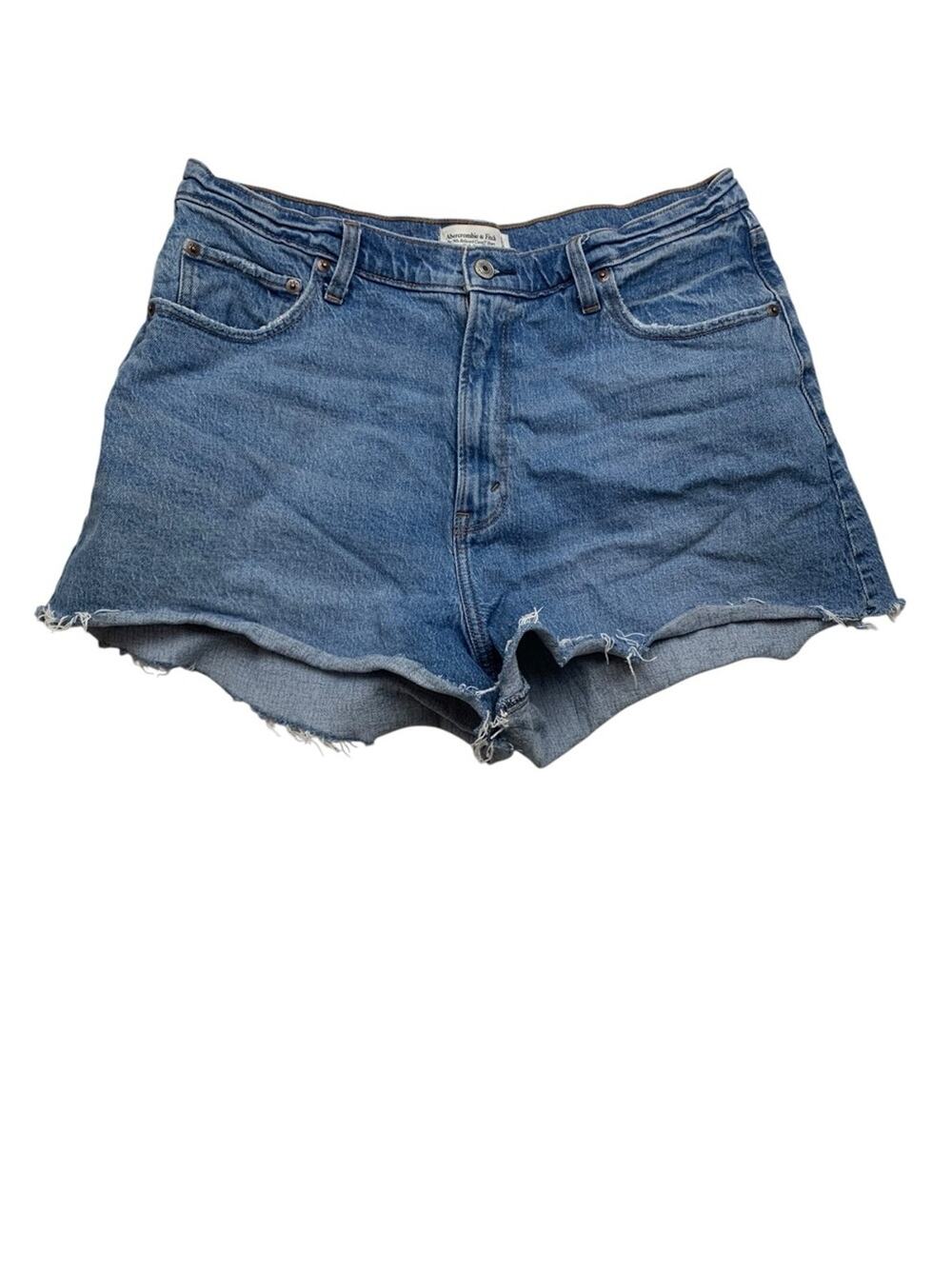 Abercrombie & Fitch 16 33 90s relaxed high rise Medium Blue Denim Cutoff Shorts